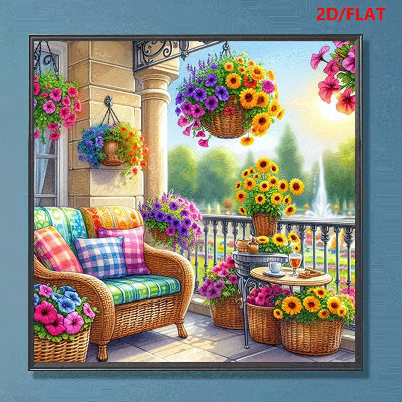 Retro Sunny Veranda Porch Retreat Diamond Painting Kit