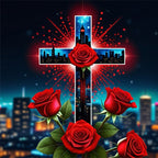 Cross of Red Roses 5D Diamond Painting Kit