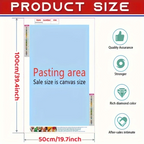 Canvas size chart with dimensions and pasting area information.