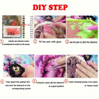 Step-by-step guide for diamond painting with images and text instructions.