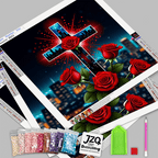 Cross of Red Roses 5D Diamond Painting Kit